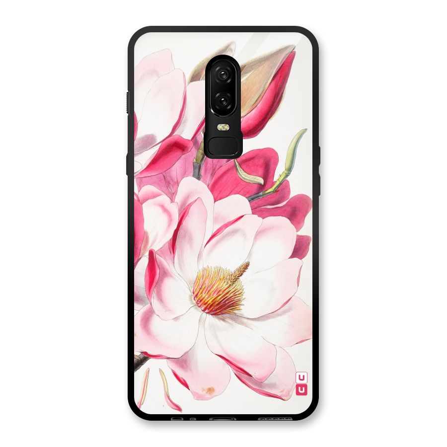 Pink Beautiful Flower Glass Back Case for OnePlus 6