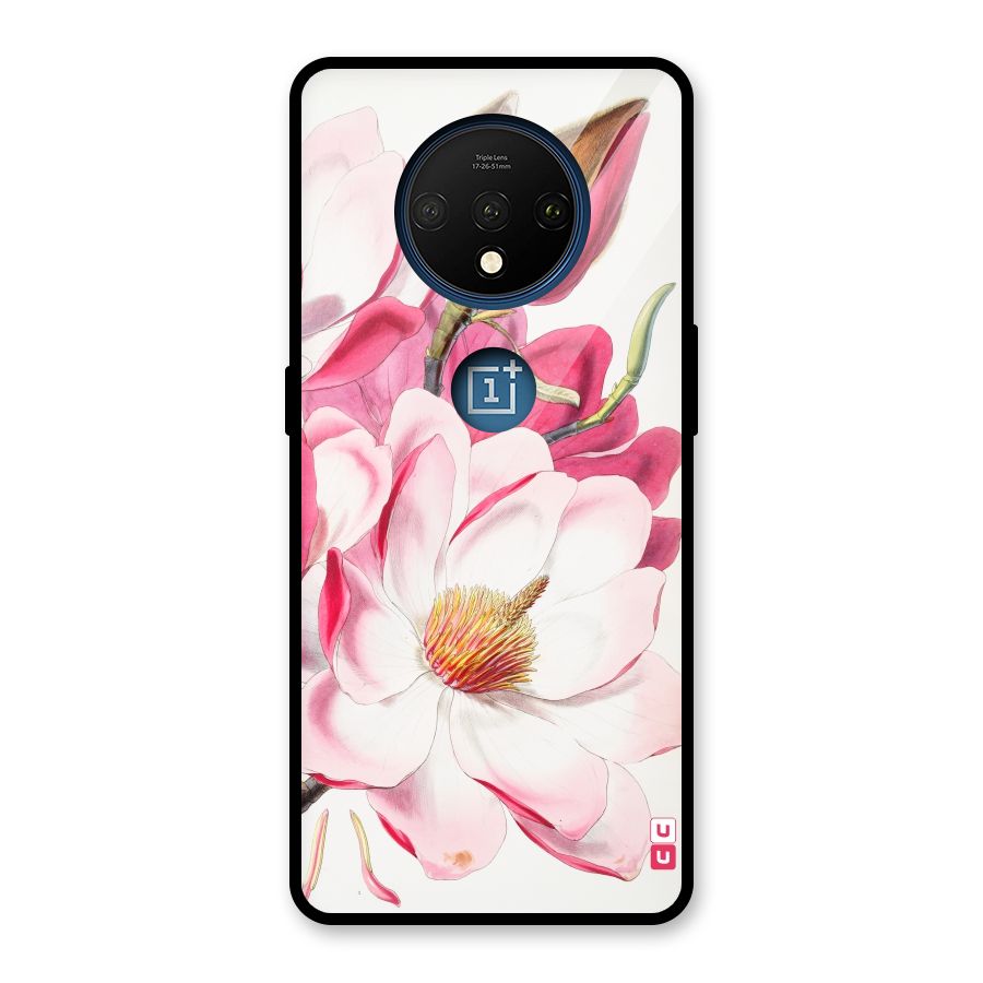 Pink Beautiful Flower Glass Back Case for OnePlus 7T