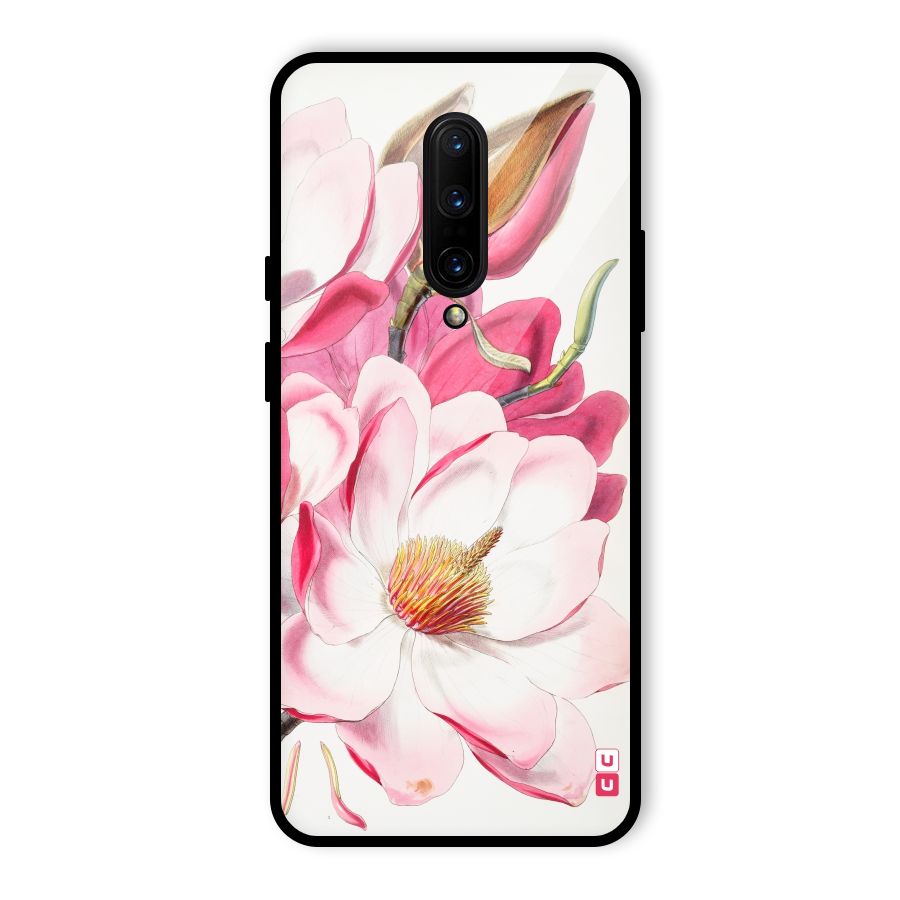 Pink Beautiful Flower Glass Back Case for OnePlus 7 Pro