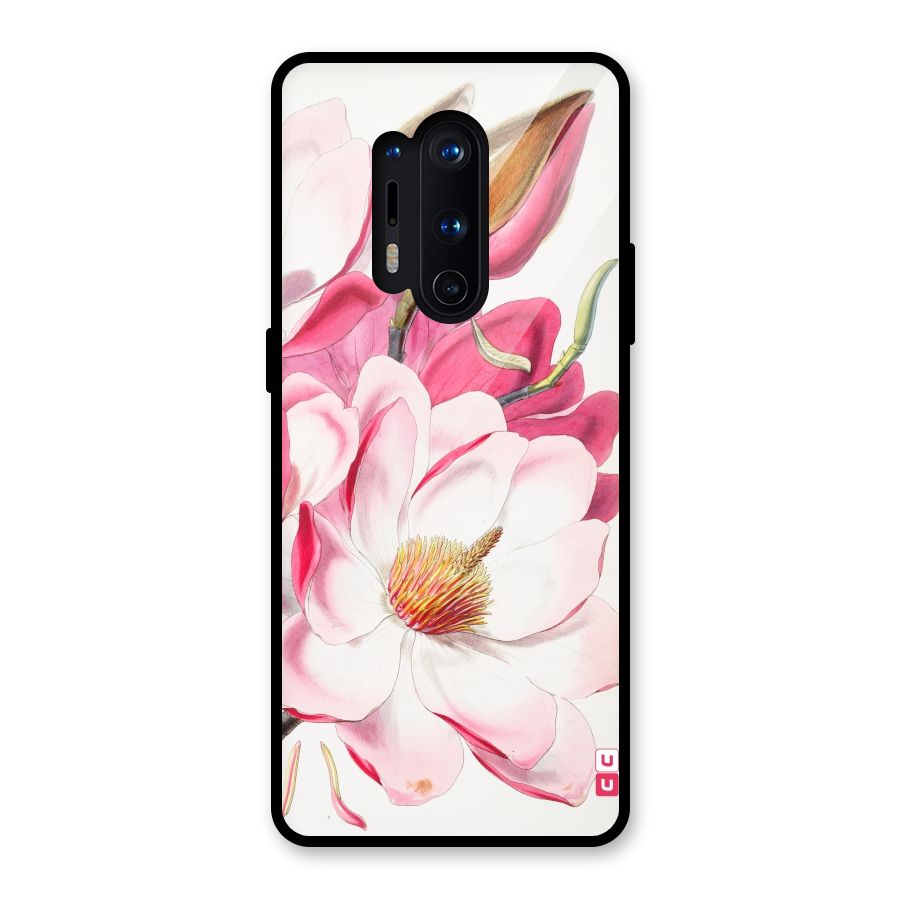 Pink Beautiful Flower Glass Back Case for OnePlus 8 Pro