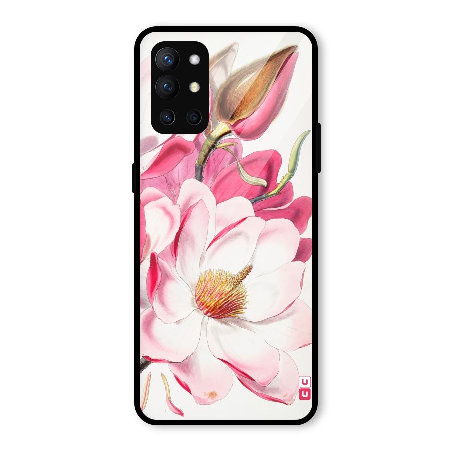 Pink Beautiful Flower Glass Back Case for OnePlus 9R