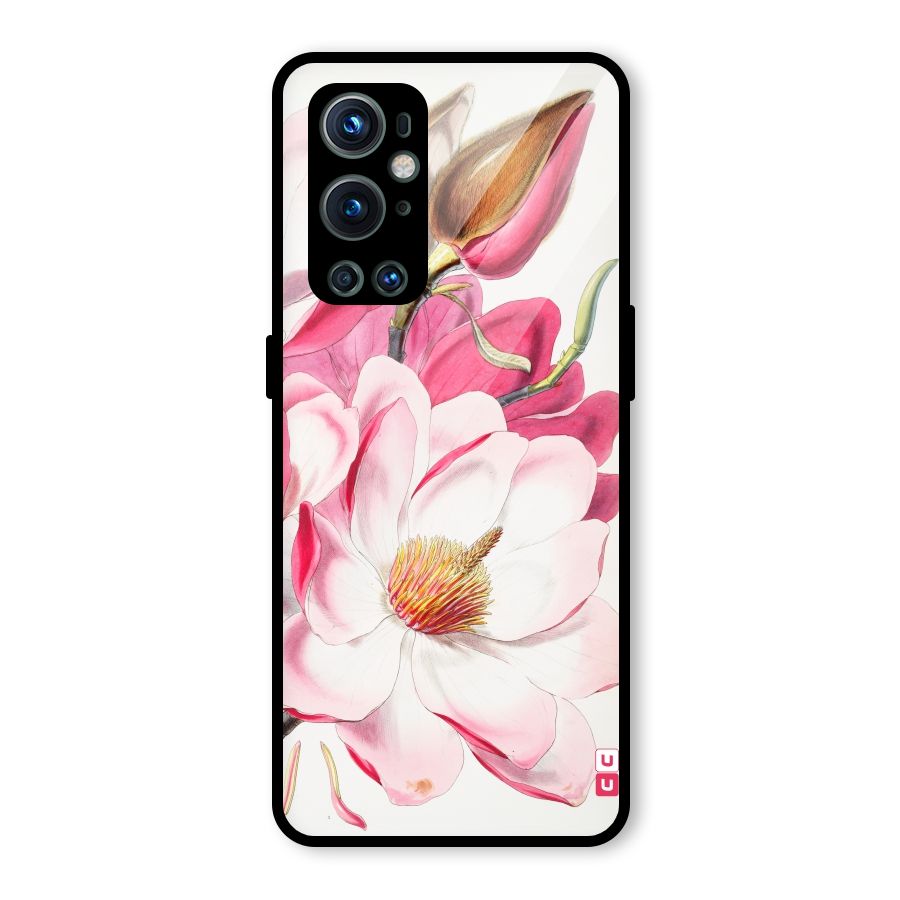 Pink Beautiful Flower Glass Back Case for OnePlus 9 Pro