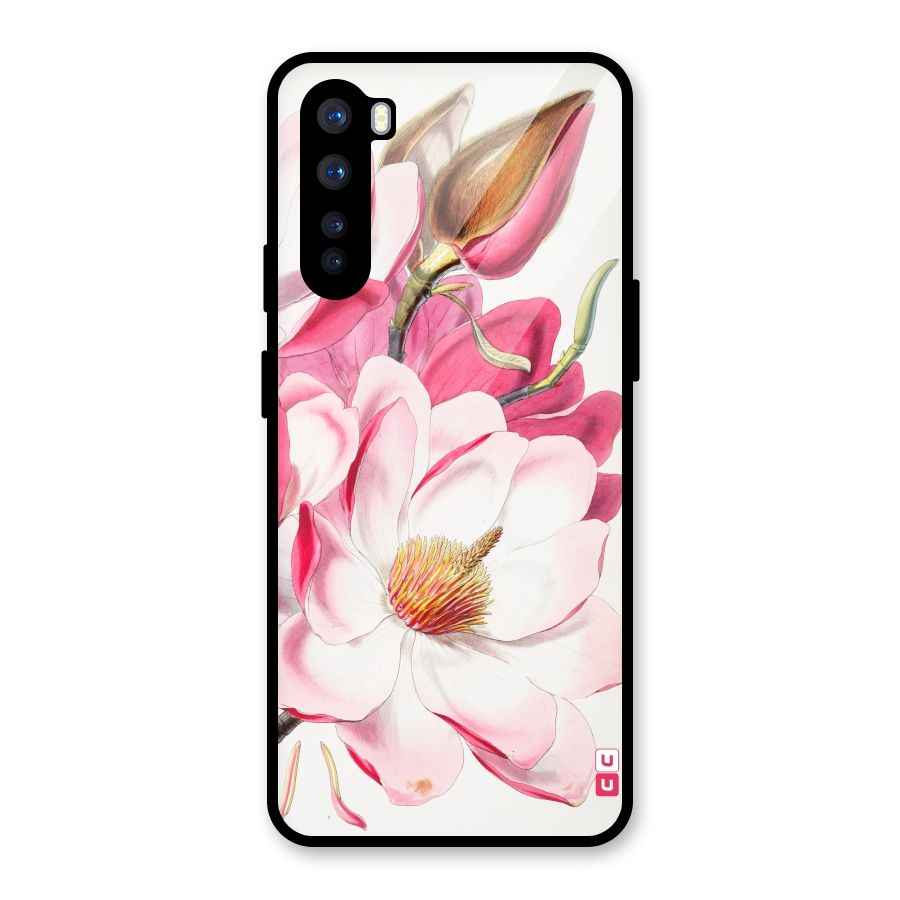 Pink Beautiful Flower Glass Back Case for OnePlus Nord