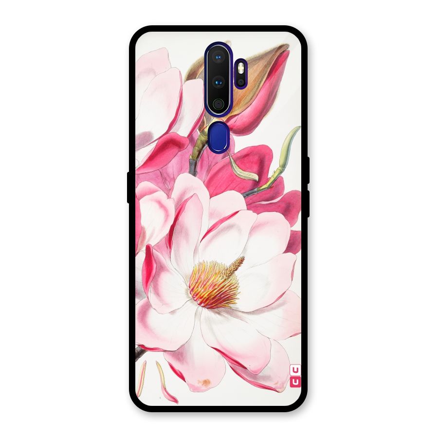 Pink Beautiful Flower Glass Back Case for Oppo A9 (2020)