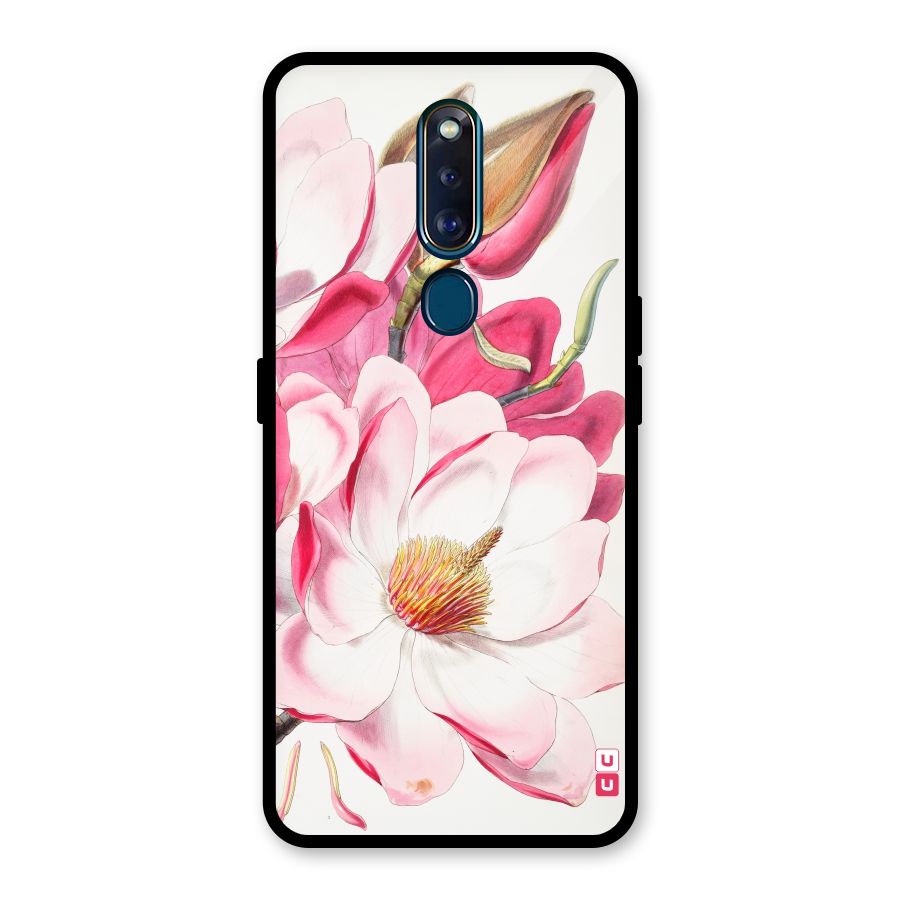 Pink Beautiful Flower Glass Back Case for Oppo F11 Pro