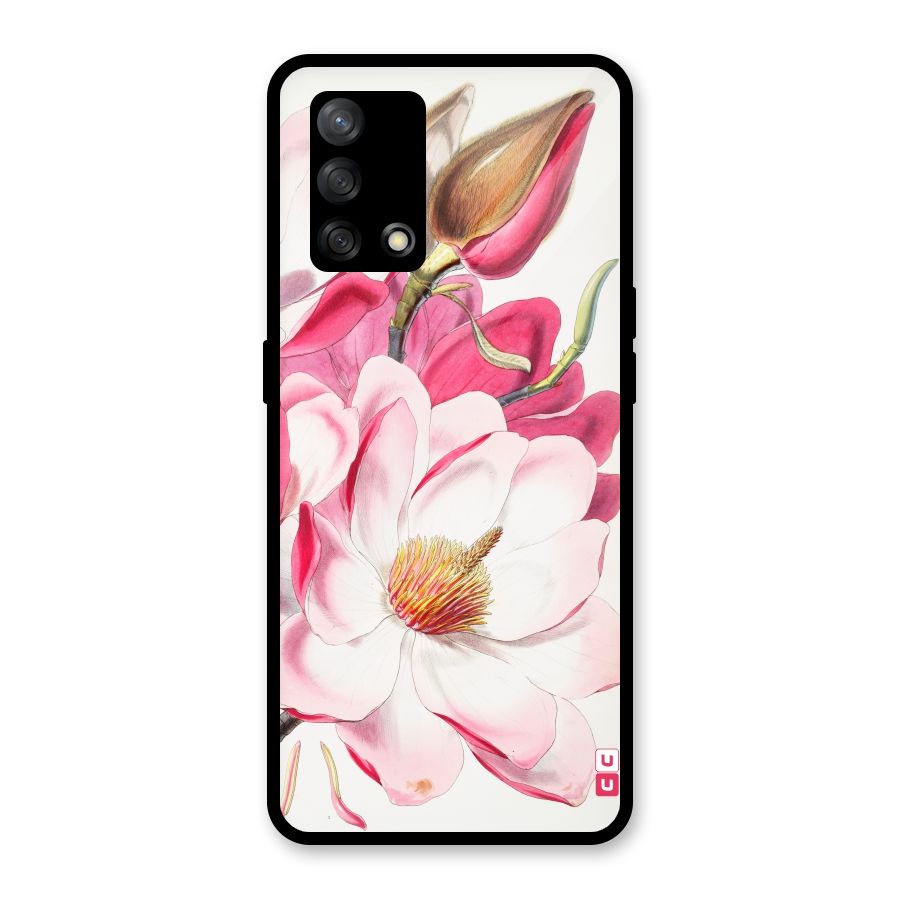 Pink Beautiful Flower Glass Back Case for Oppo F19