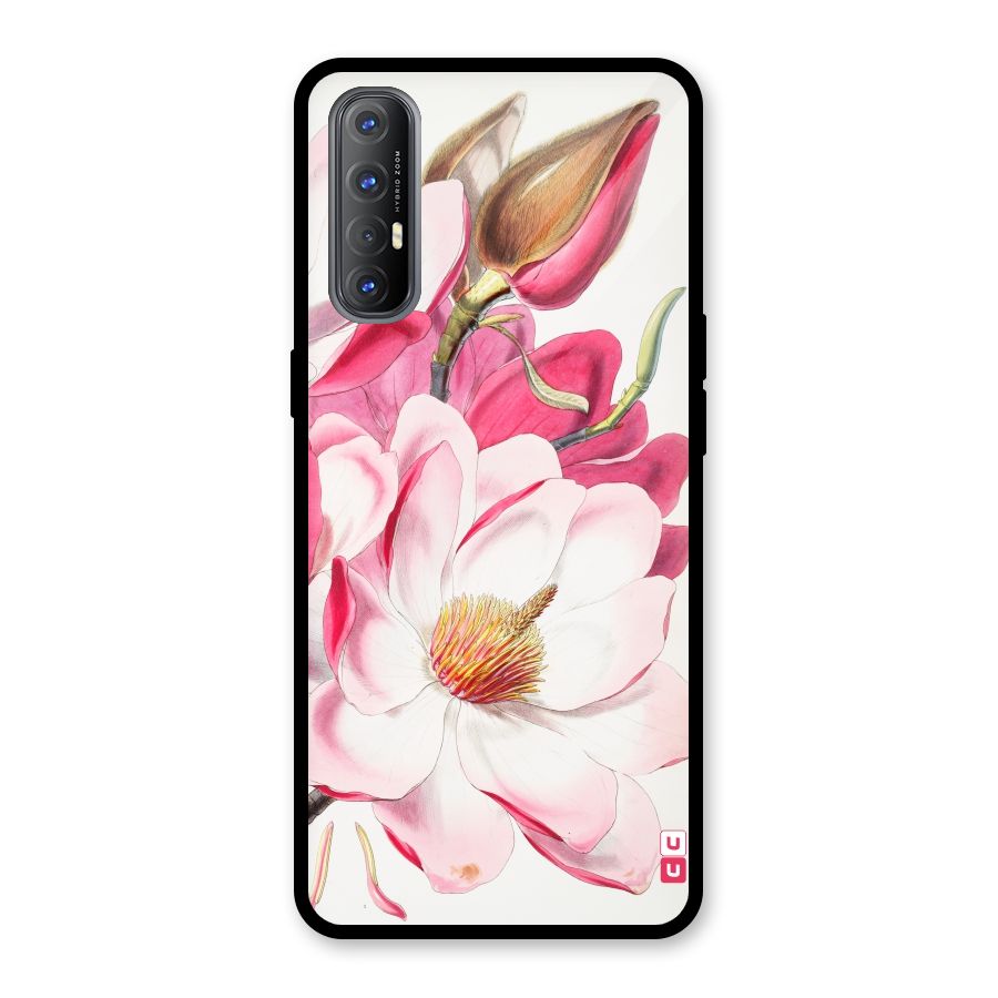 Pink Beautiful Flower Glass Back Case for Oppo Reno3 Pro