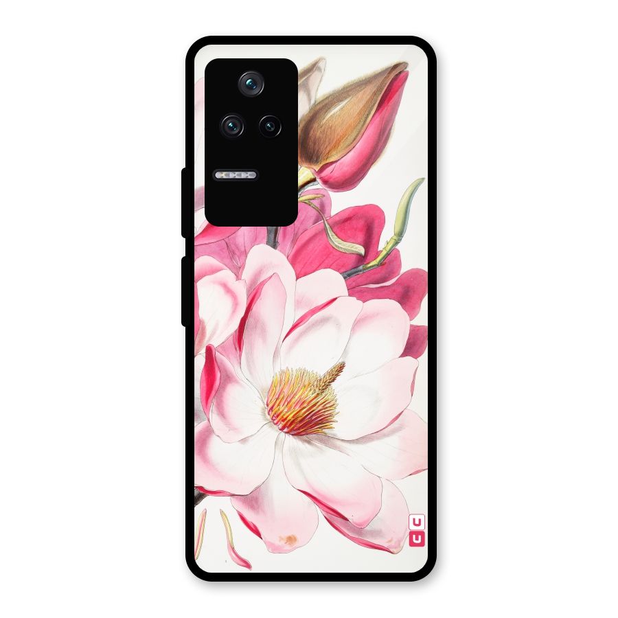 Pink Beautiful Flower Glass Back Case for Poco F4 5G