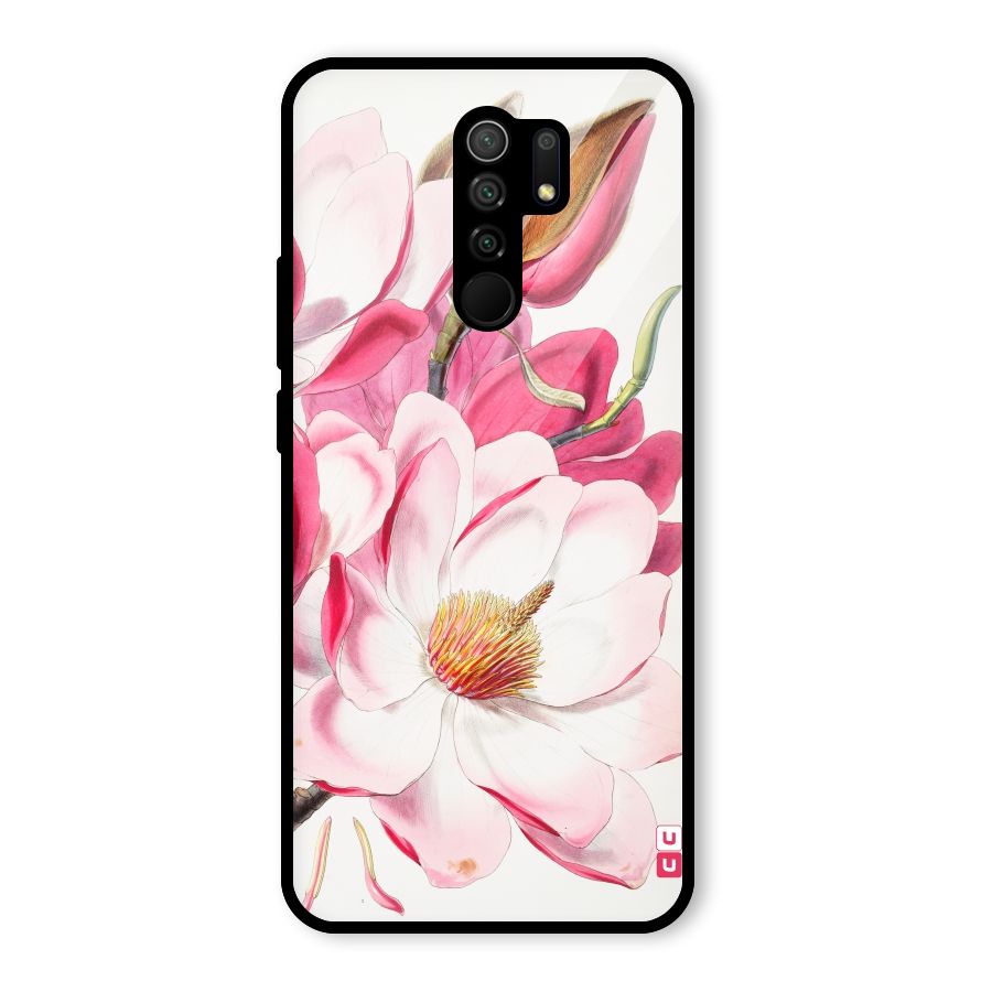 Pink Beautiful Flower Glass Back Case for Poco M2