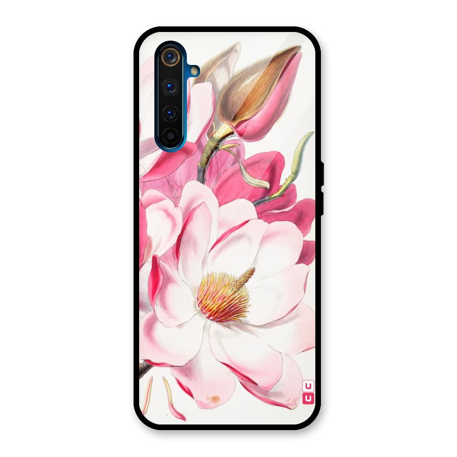 Pink Beautiful Flower Glass Back Case for Realme 6 Pro