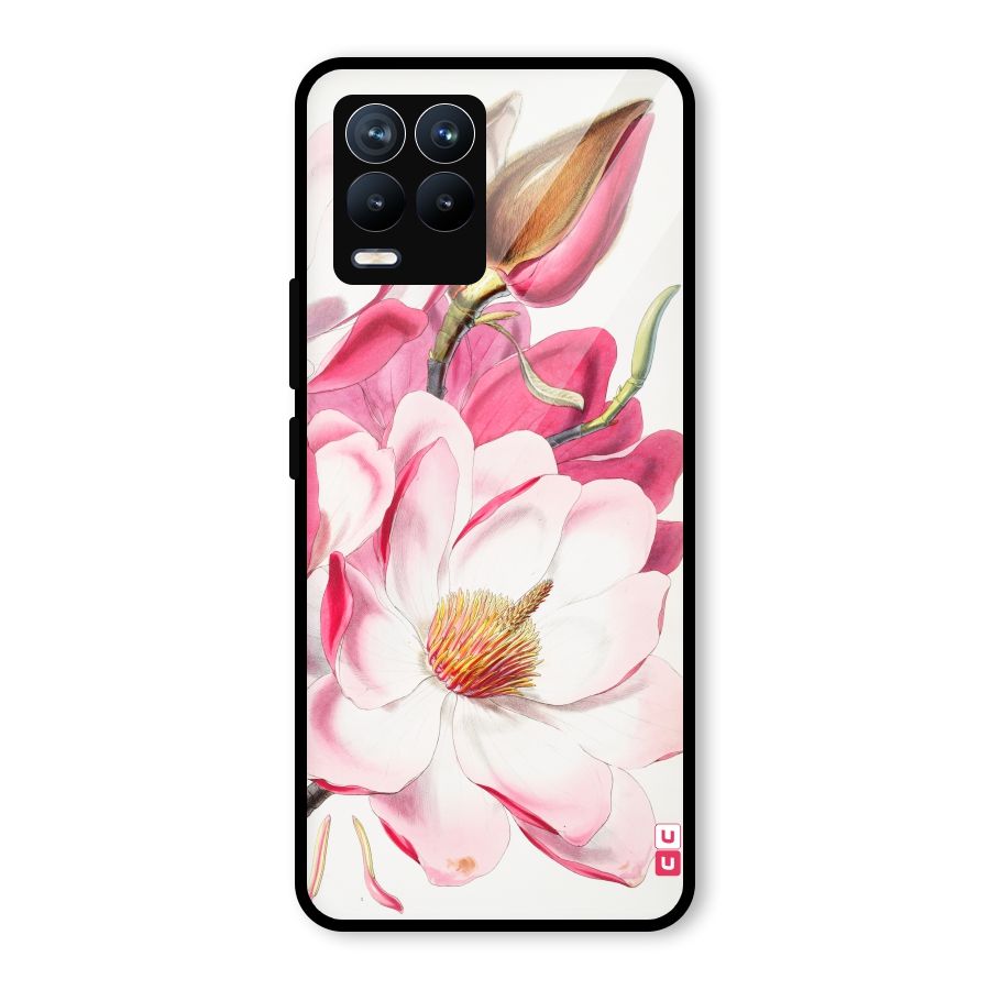 Pink Beautiful Flower Glass Back Case for Realme 8 Pro