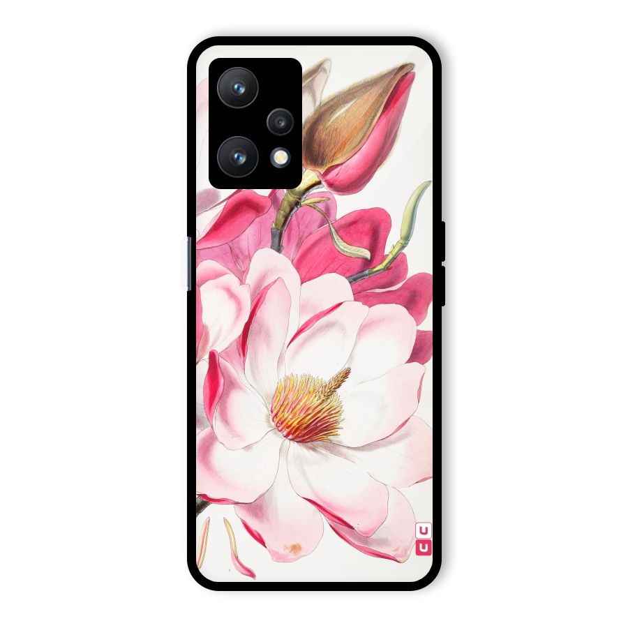 Pink Beautiful Flower Glass Back Case for Realme 9 Pro 5G