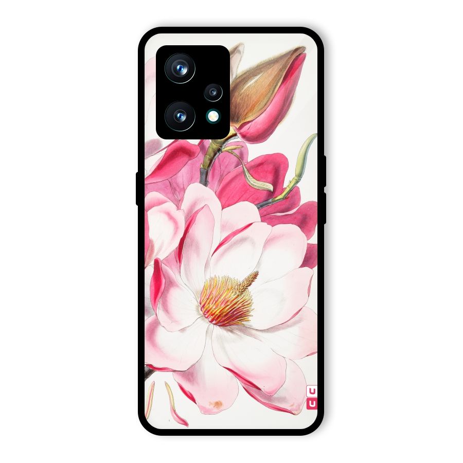 Pink Beautiful Flower Glass Back Case for Realme 9 Pro Plus 5G