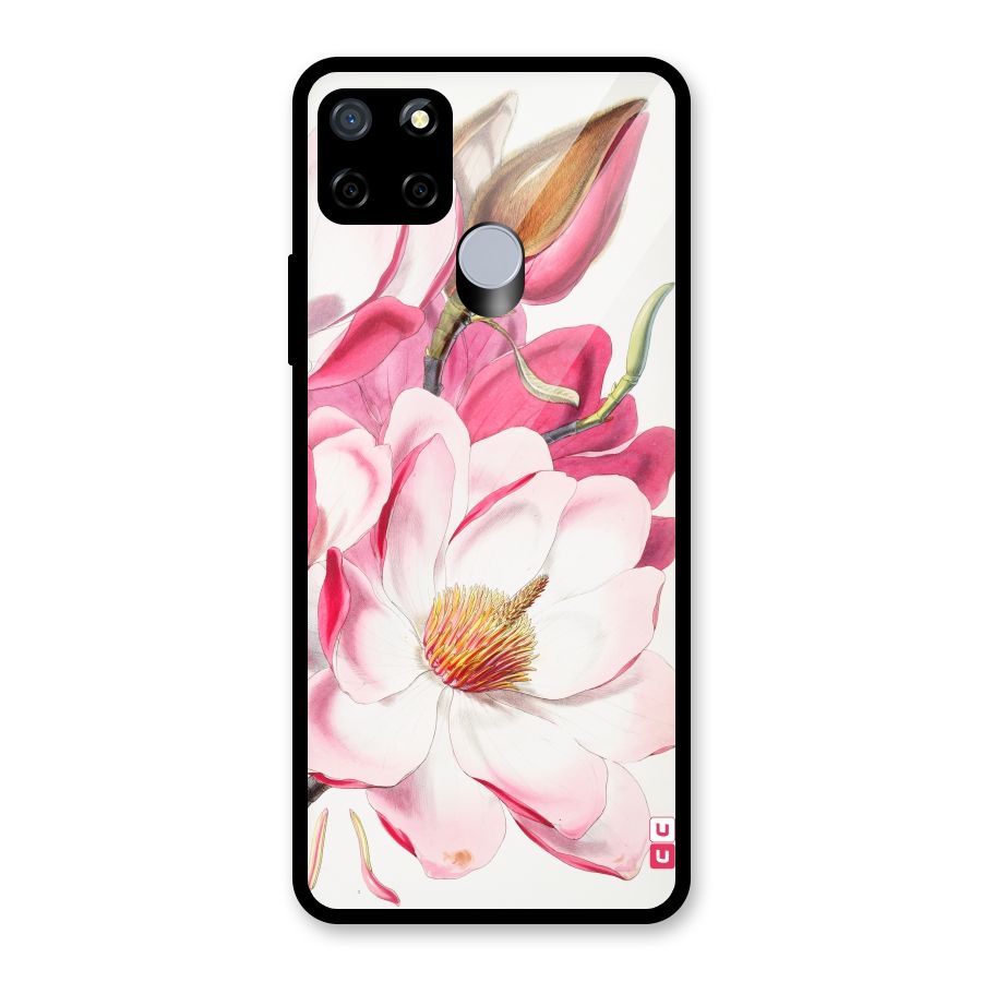 Pink Beautiful Flower Glass Back Case for Realme C12