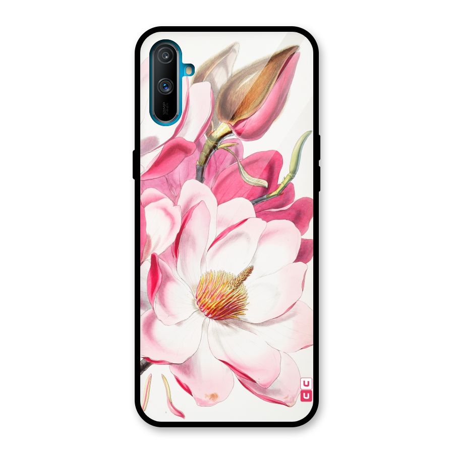 Pink Beautiful Flower Glass Back Case for Realme C3