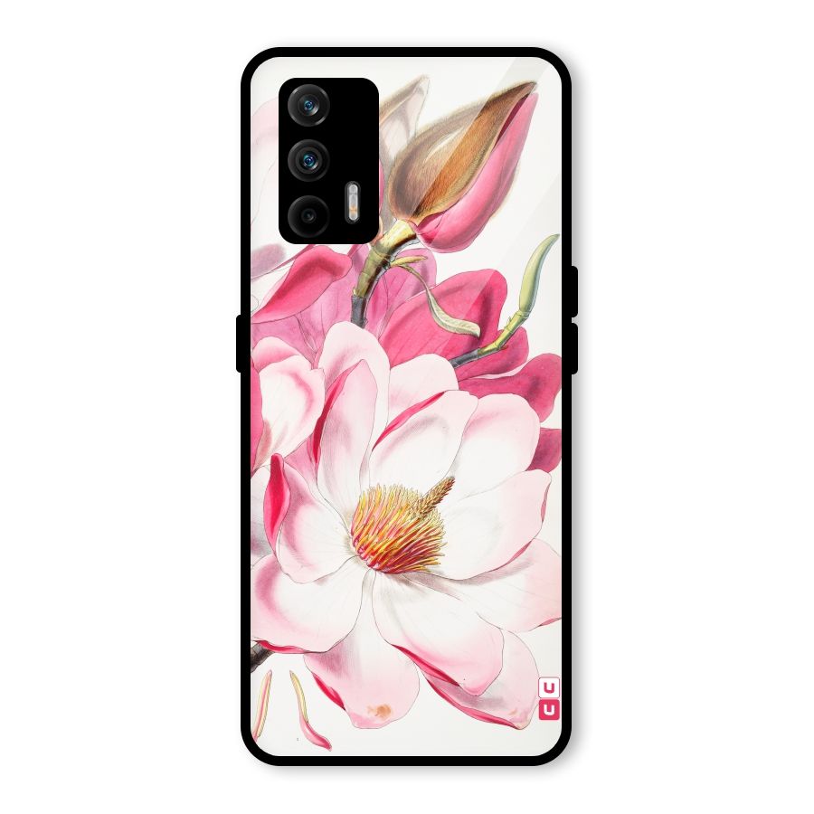 Pink Beautiful Flower Glass Back Case for Realme GT 5G