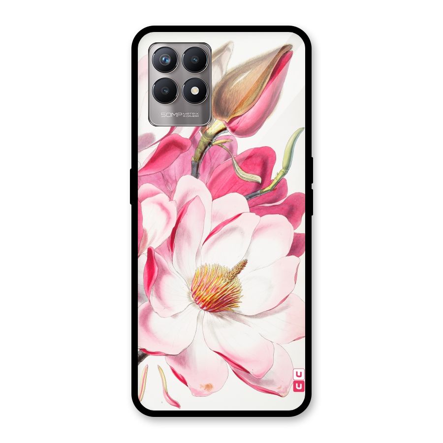 Pink Beautiful Flower Glass Back Case for Realme Narzo 50
