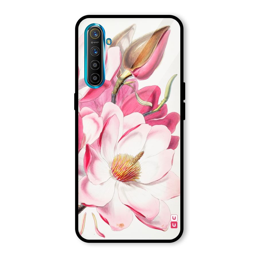 Pink Beautiful Flower Glass Back Case for Realme X2