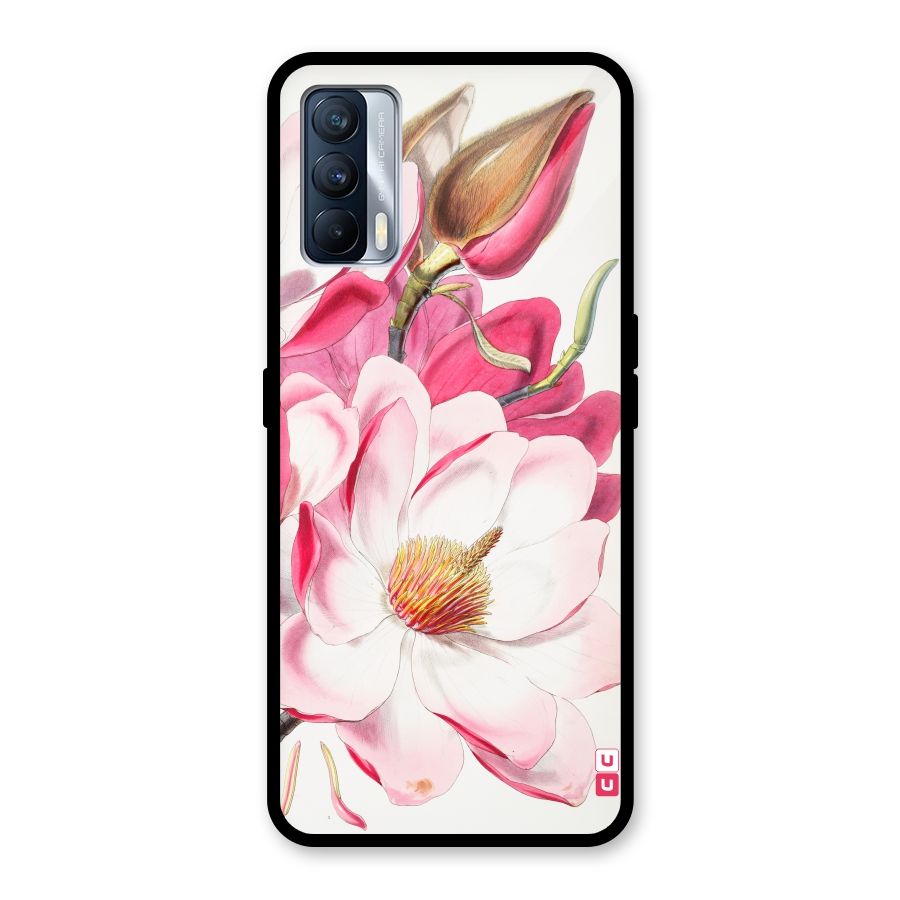 Pink Beautiful Flower Glass Back Case for Realme X7