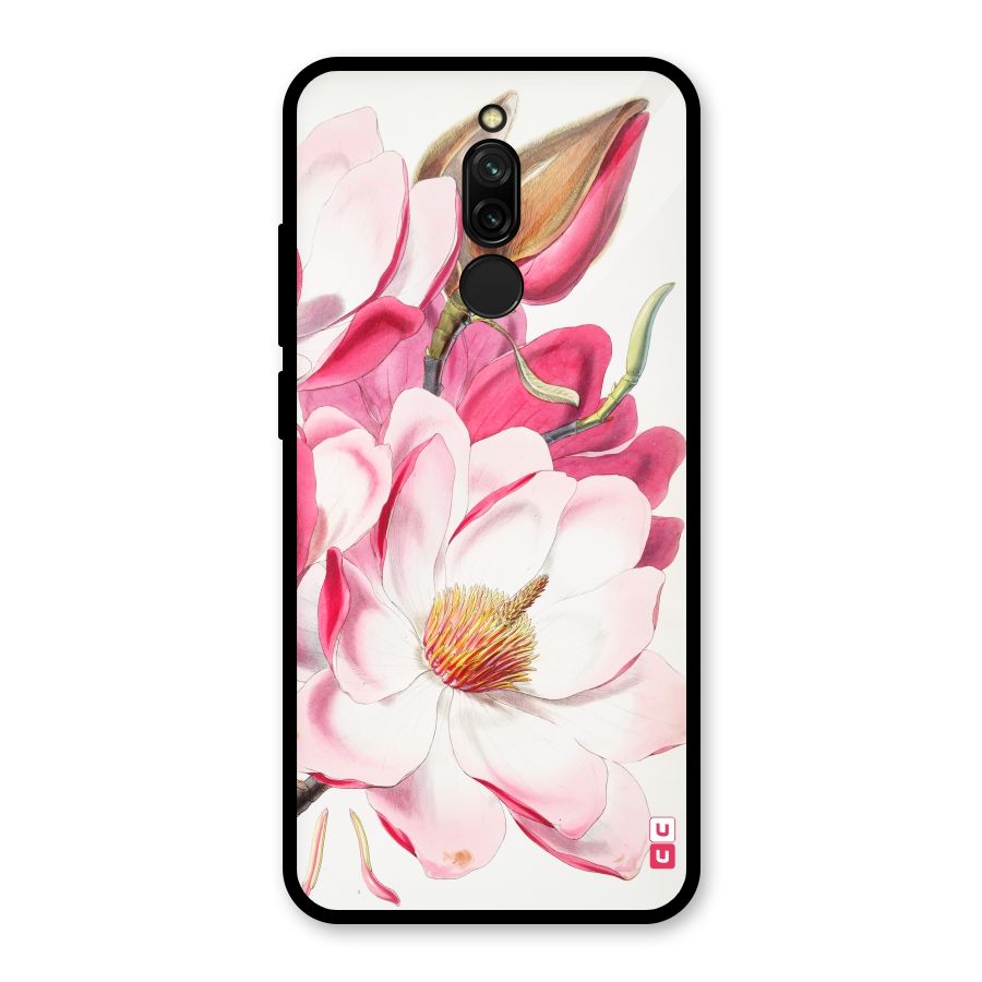 Pink Beautiful Flower Glass Back Case for Redmi 8