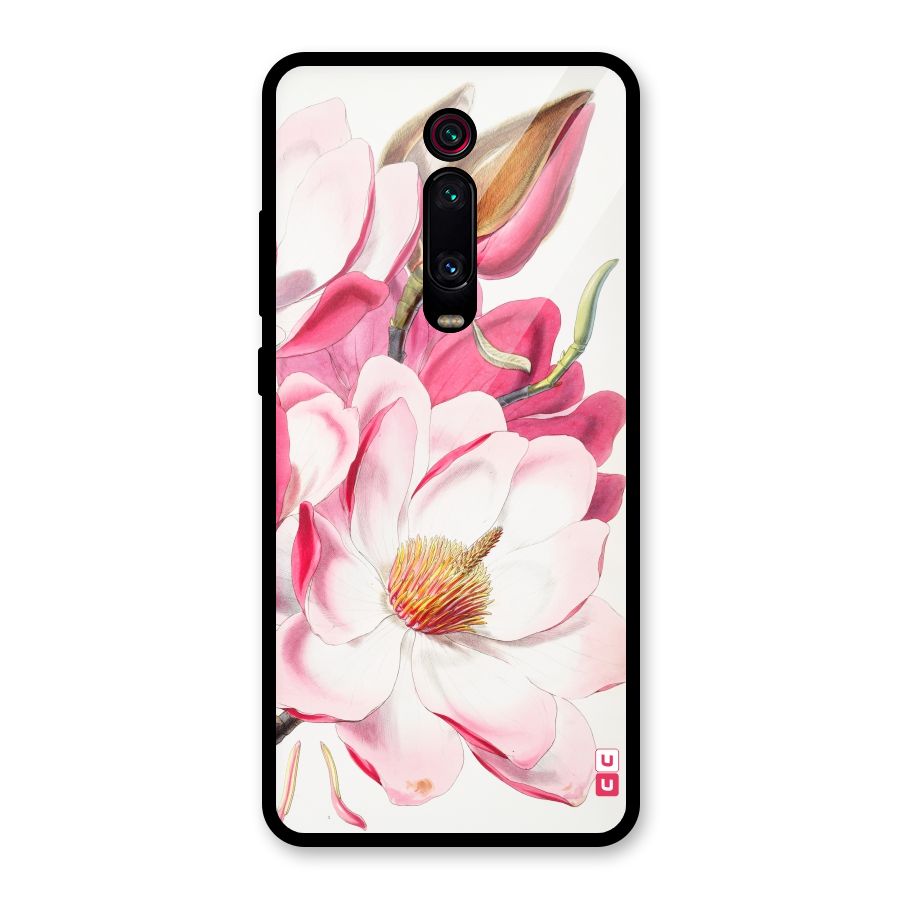 Pink Beautiful Flower Glass Back Case for Redmi K20 Pro