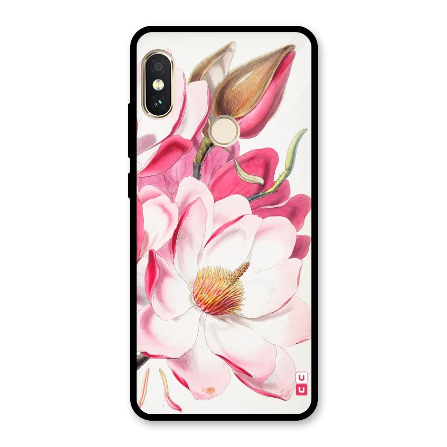 Pink Beautiful Flower Glass Back Case for Redmi Note 5 Pro