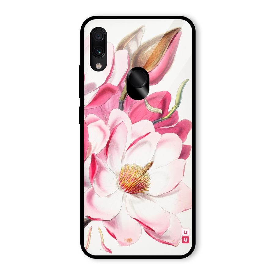 Pink Beautiful Flower Glass Back Case for Redmi Note 7 Pro
