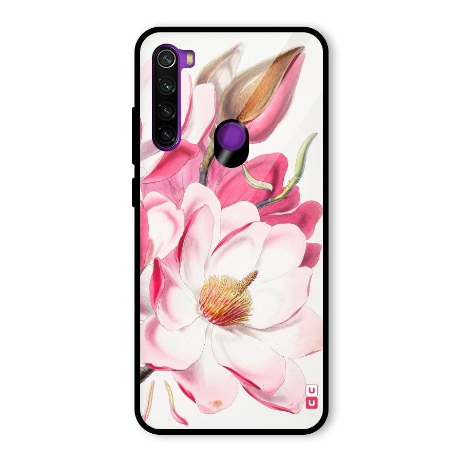 Pink Beautiful Flower Glass Back Case for Redmi Note 8