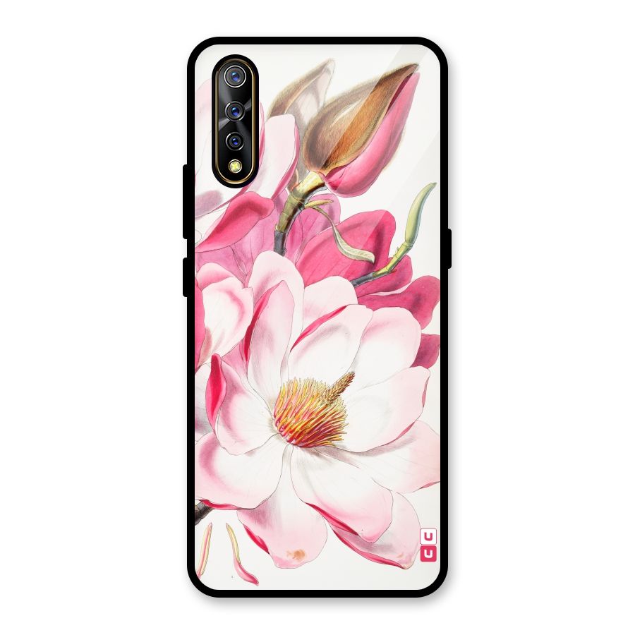Pink Beautiful Flower Glass Back Case for Vivo S1