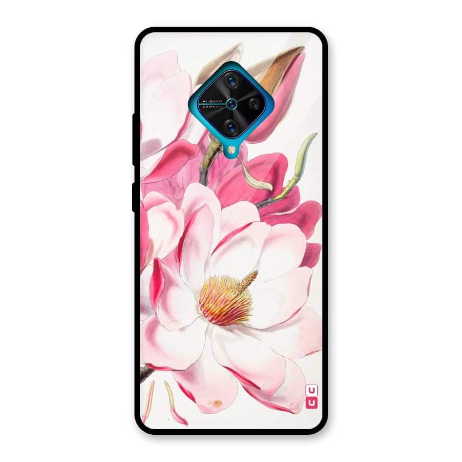 Pink Beautiful Flower Glass Back Case for Vivo S1 Pro