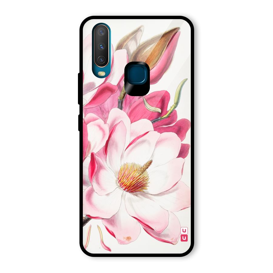 Pink Beautiful Flower Glass Back Case for Vivo U10
