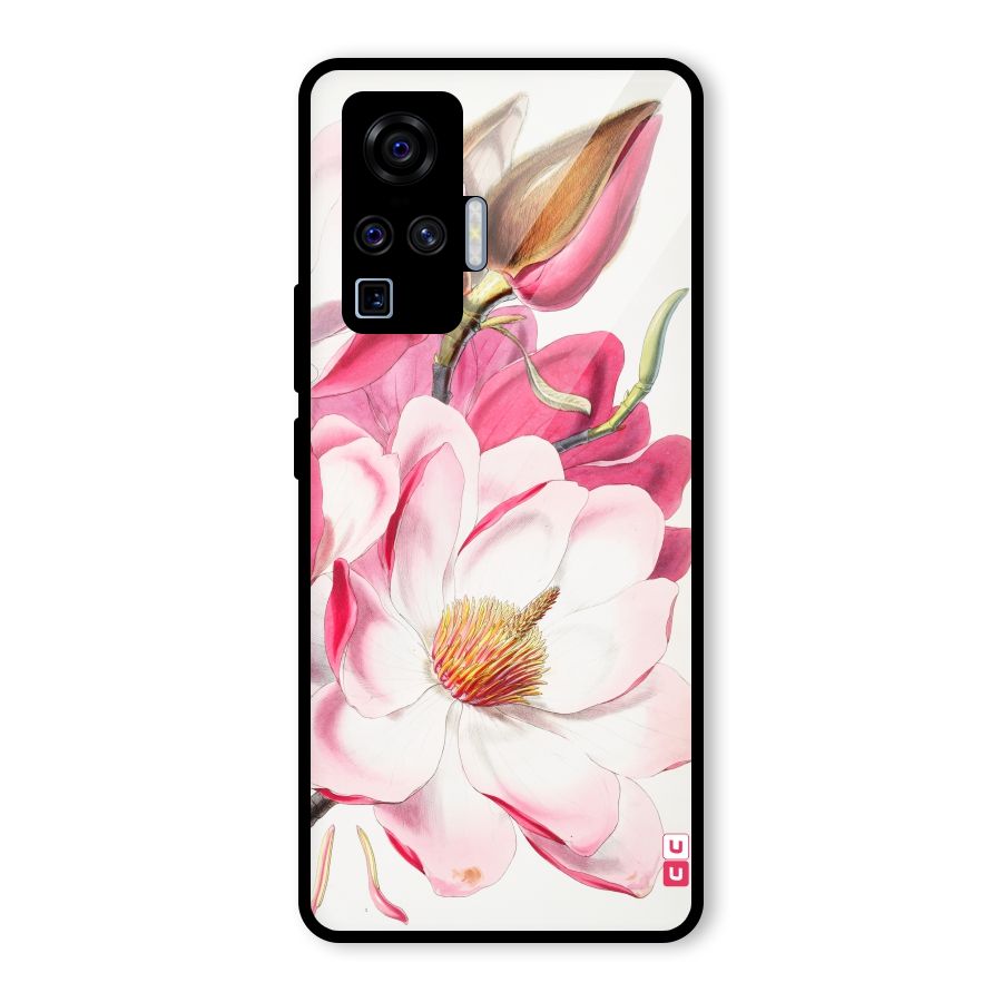 Pink Beautiful Flower Glass Back Case for Vivo X50 Pro
