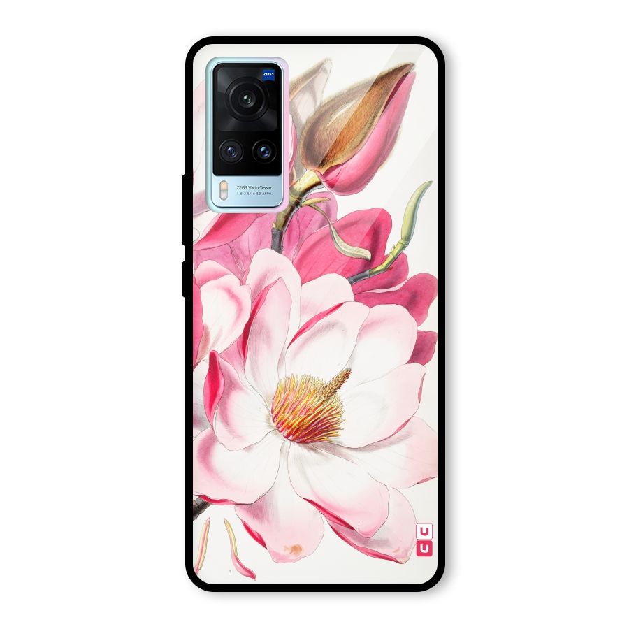 Pink Beautiful Flower Glass Back Case for Vivo X60