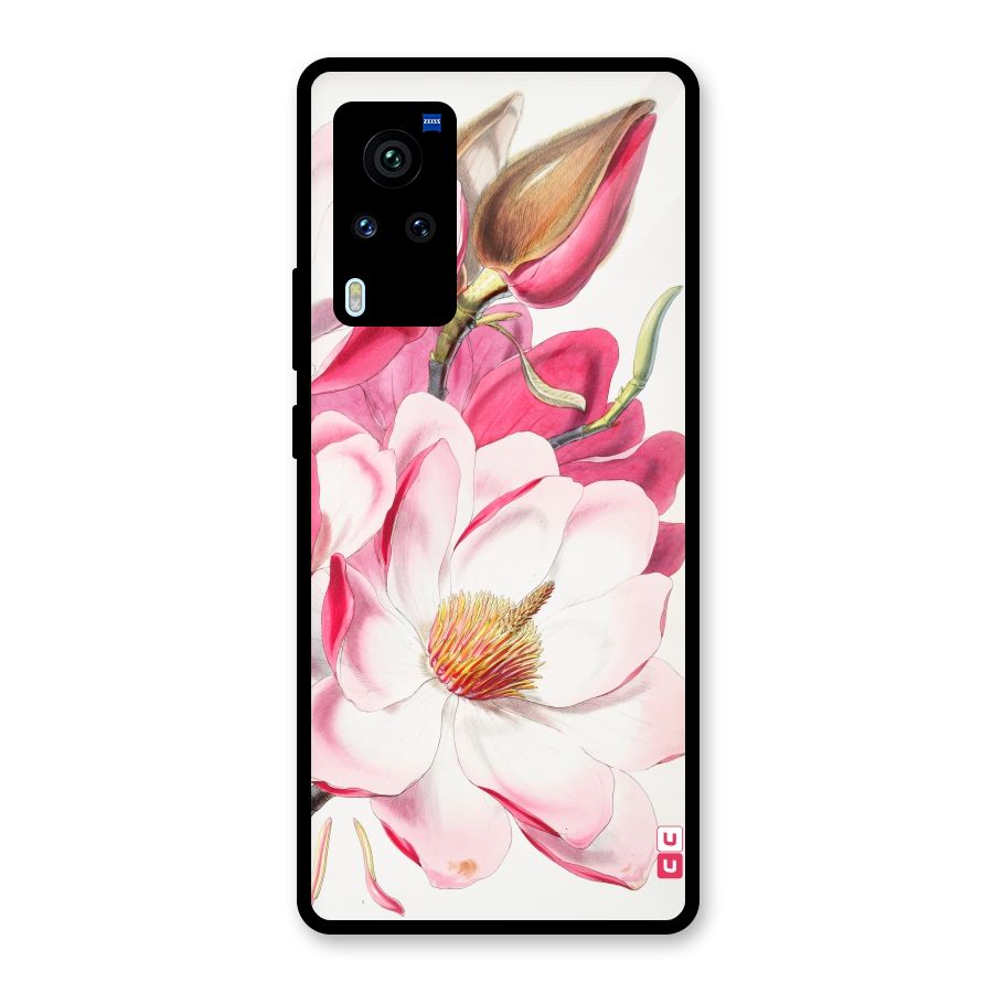 Pink Beautiful Flower Glass Back Case for Vivo X60 Pro