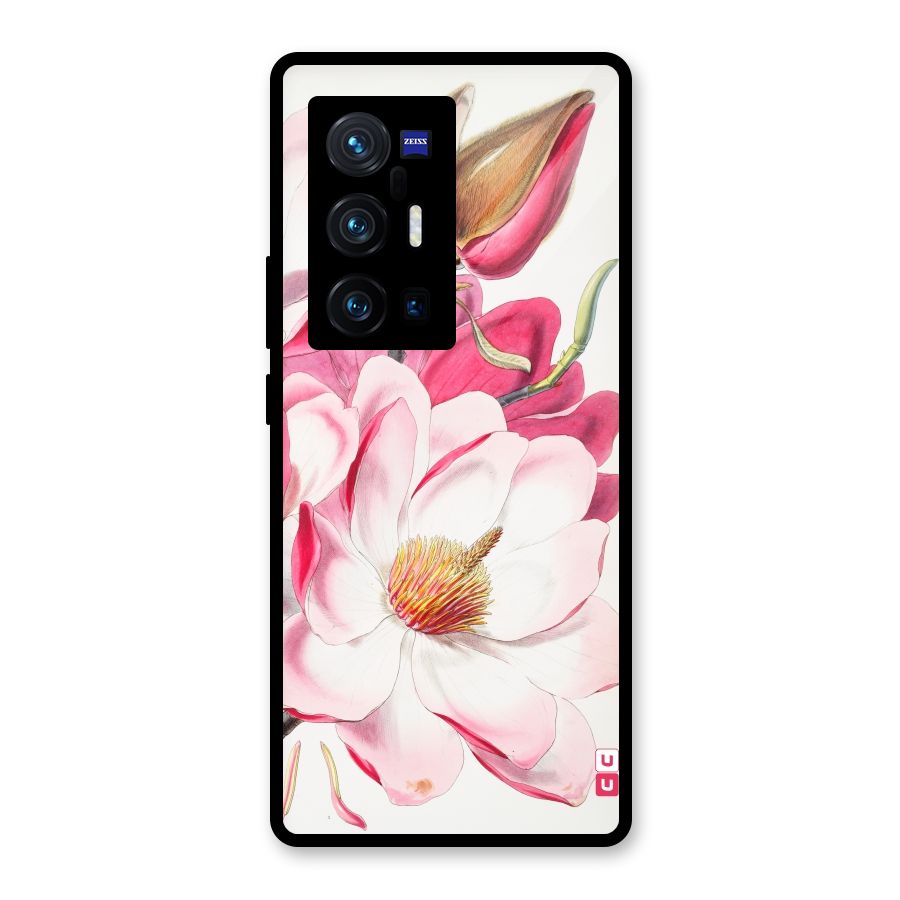 Pink Beautiful Flower Glass Back Case for Vivo X70 Pro Plus