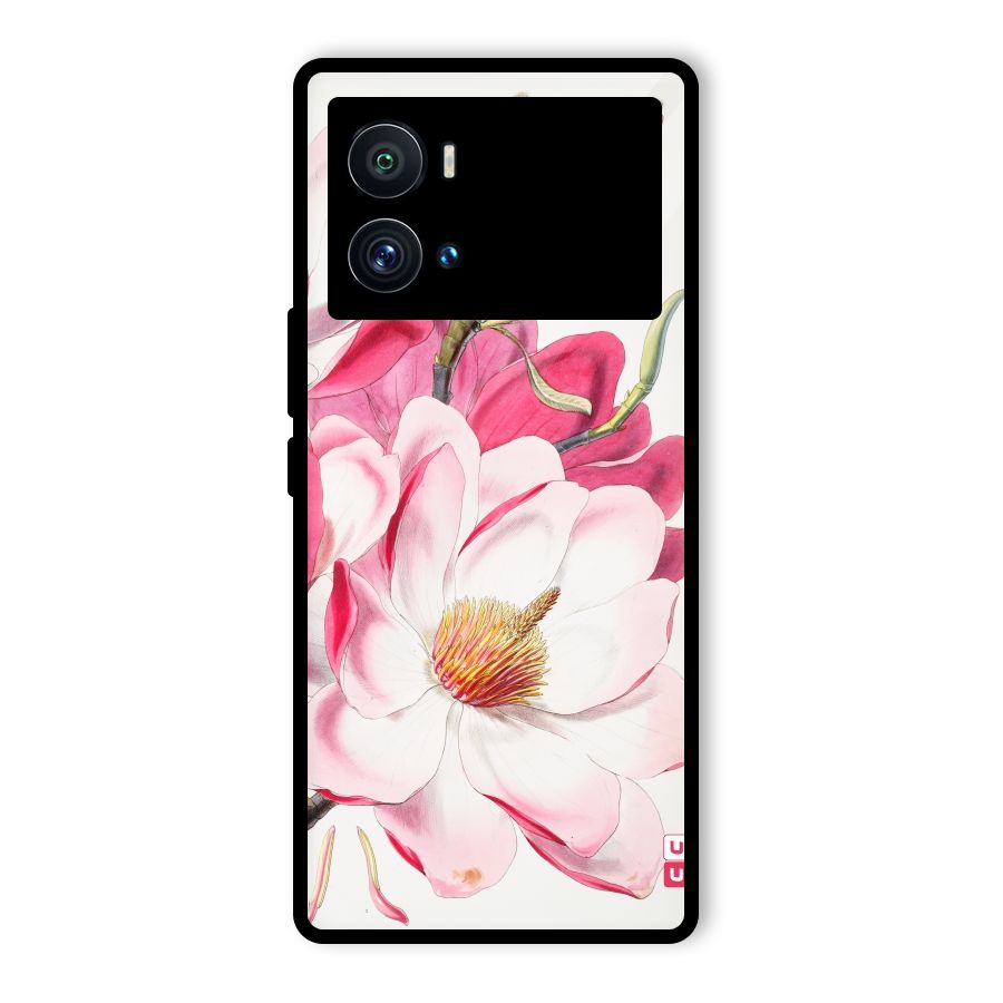 Pink Beautiful Flower Glass Back Case for Vivo iQOO 9 Pro