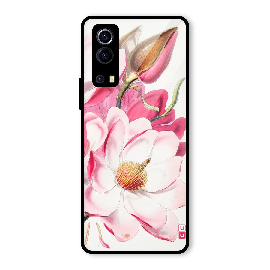 Pink Beautiful Flower Glass Back Case for Vivo iQOO Z3