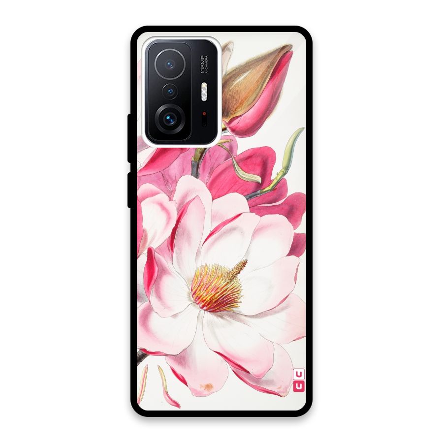 Pink Beautiful Flower Glass Back Case for Xiaomi 11T Pro