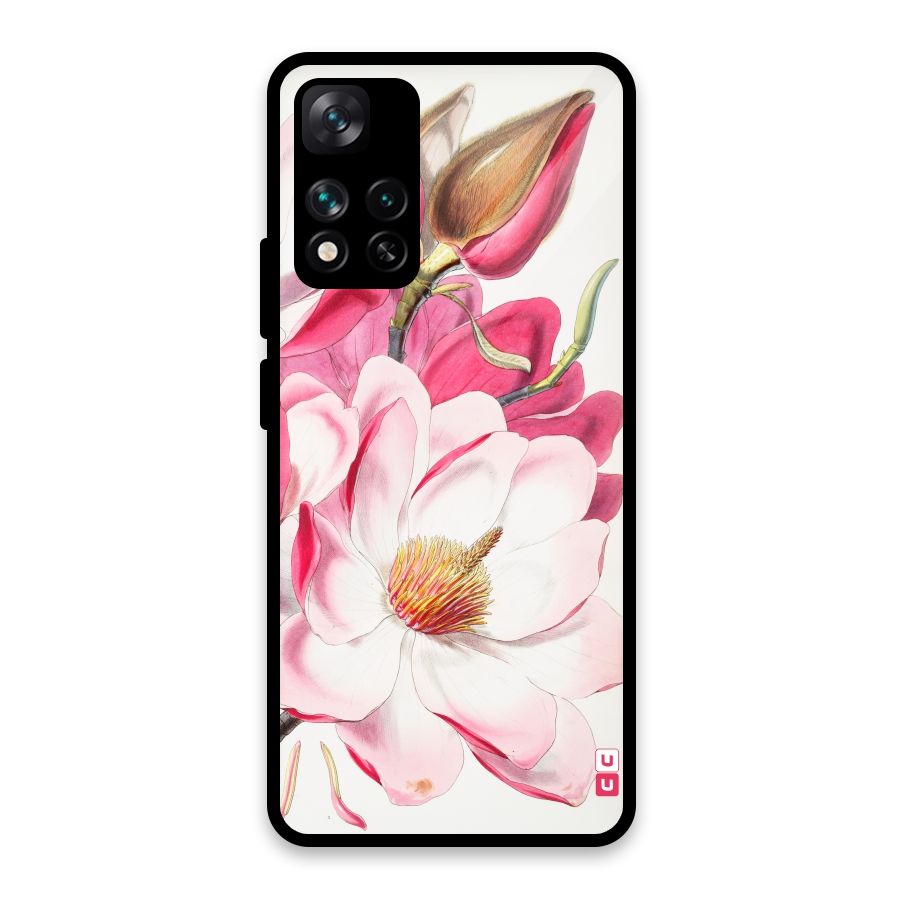 Pink Beautiful Flower Glass Back Case for Xiaomi 11i HyperCharge 5G