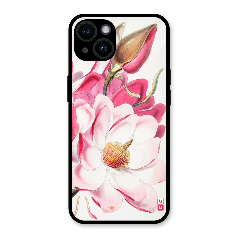 Pink Beautiful Flower Glass Back Case for iPhone 14