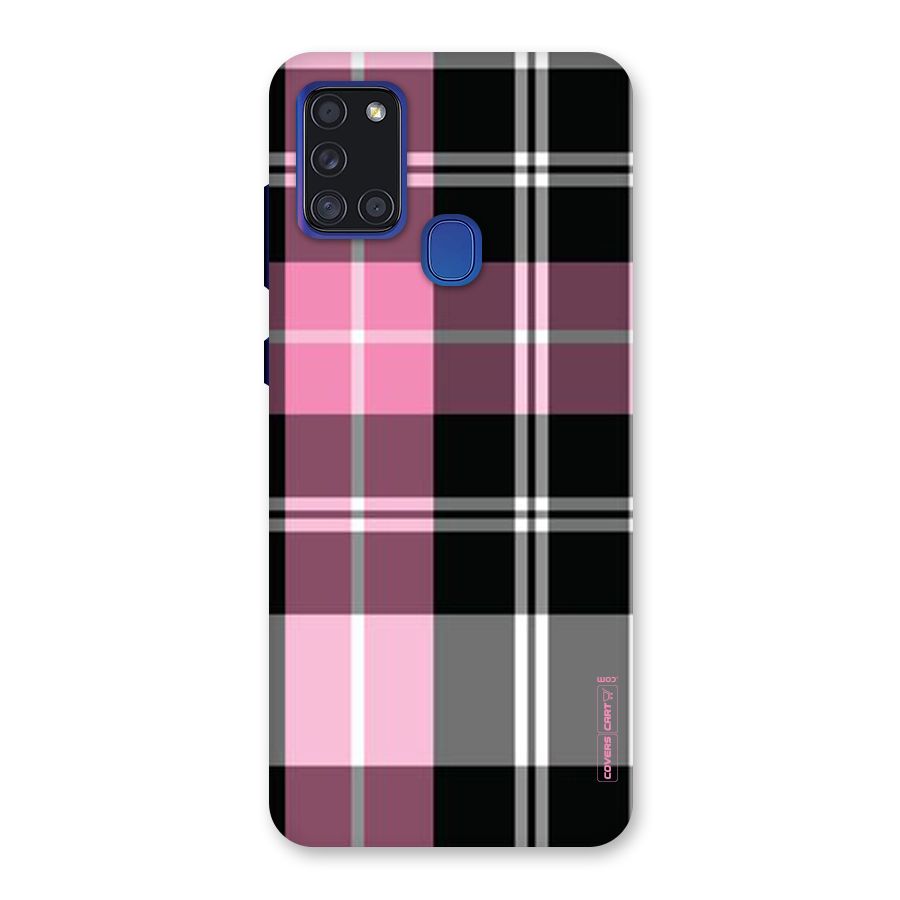Pink Black Check Back Case for Galaxy A21s
