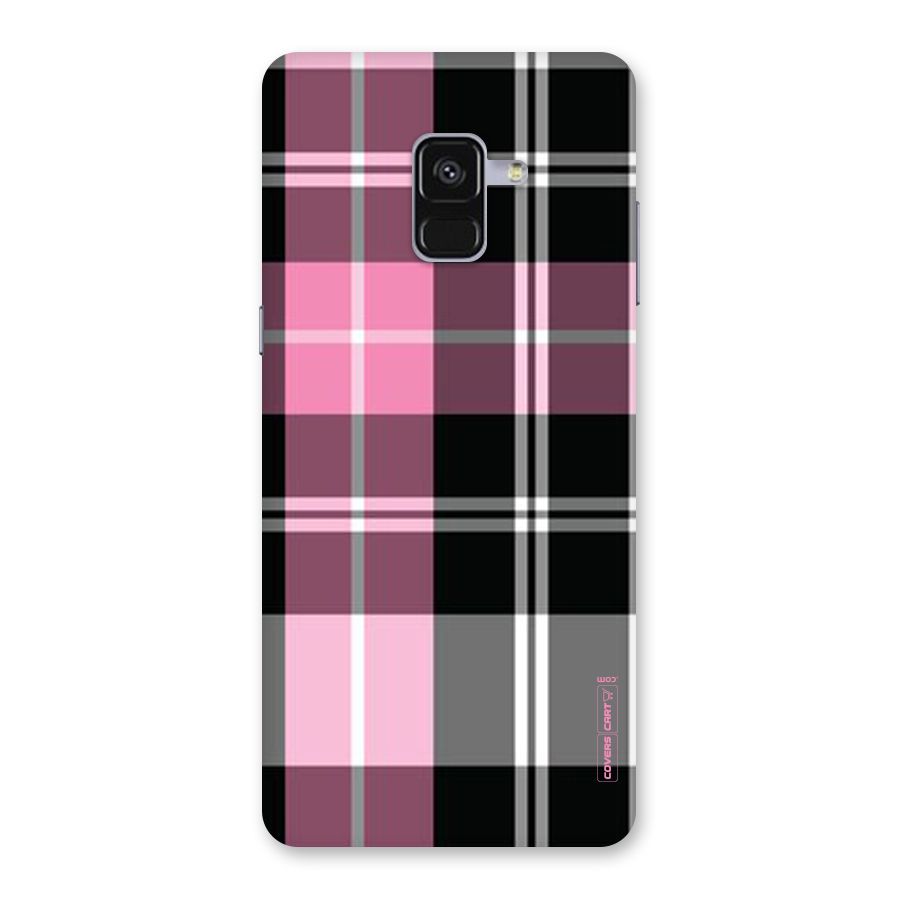 Pink Black Check Back Case for Galaxy A8 Plus