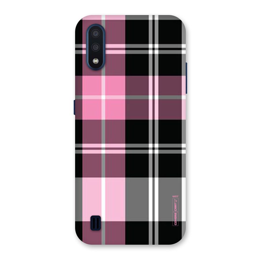 Pink Black Check Back Case for Galaxy M01