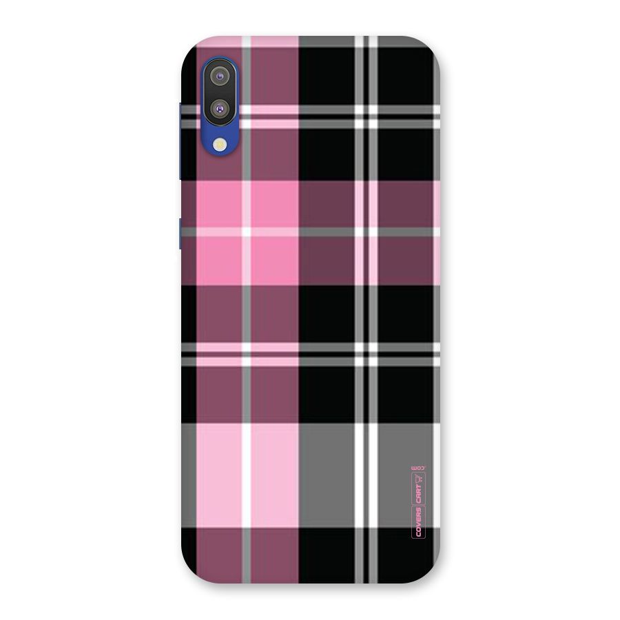 Pink Black Check Back Case for Galaxy M10