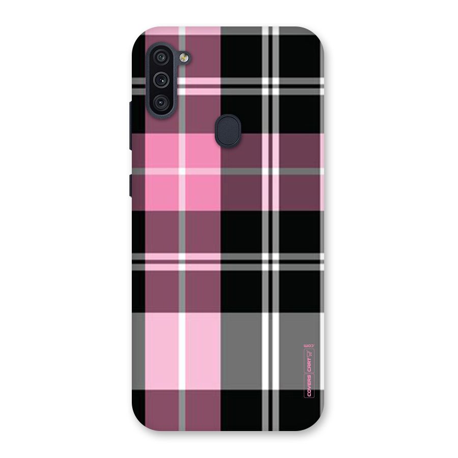 Pink Black Check Back Case for Galaxy M11