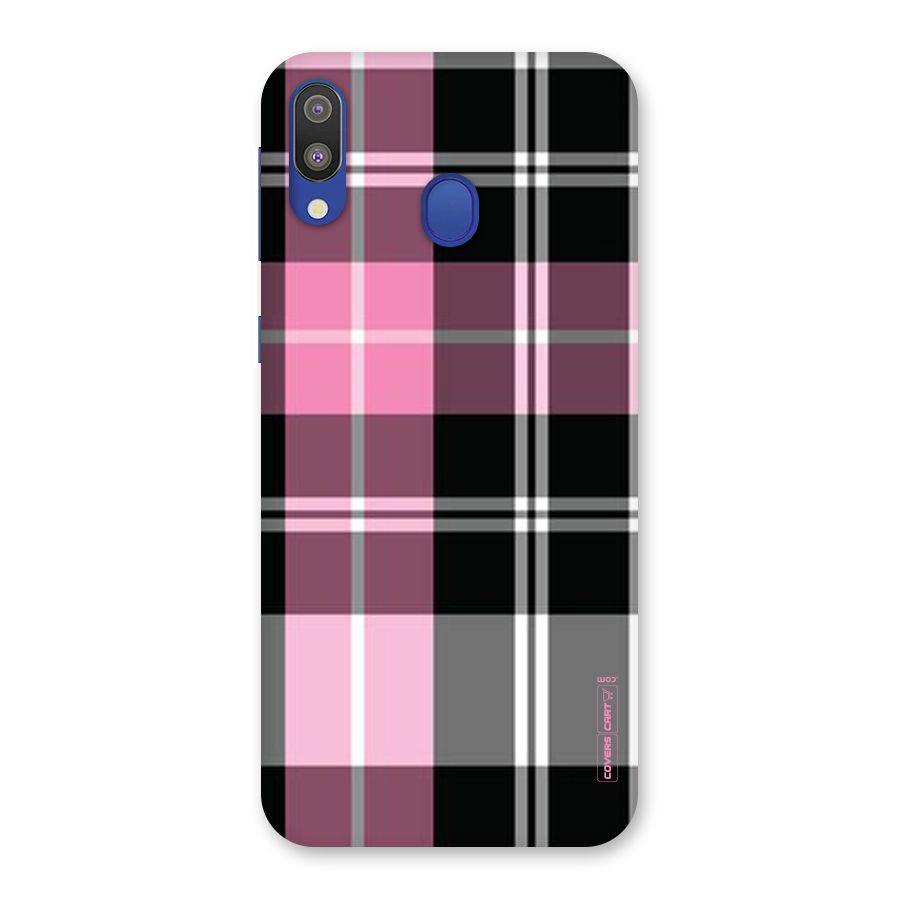 Pink Black Check Back Case for Galaxy M20