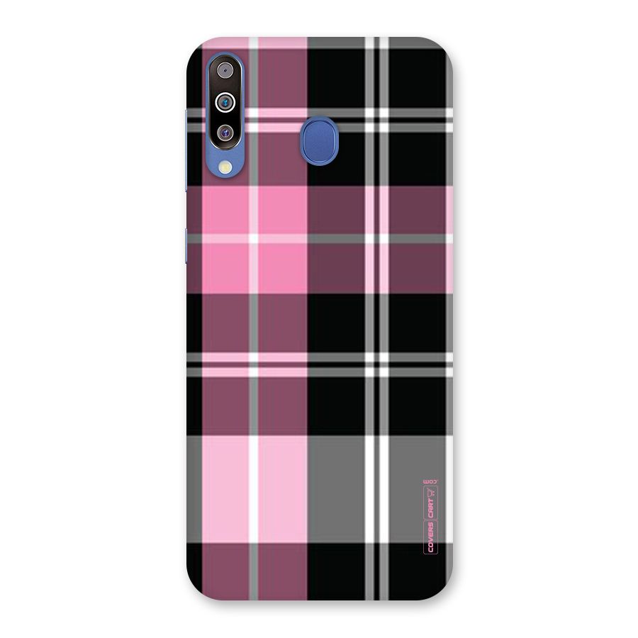 Pink Black Check Back Case for Galaxy M30