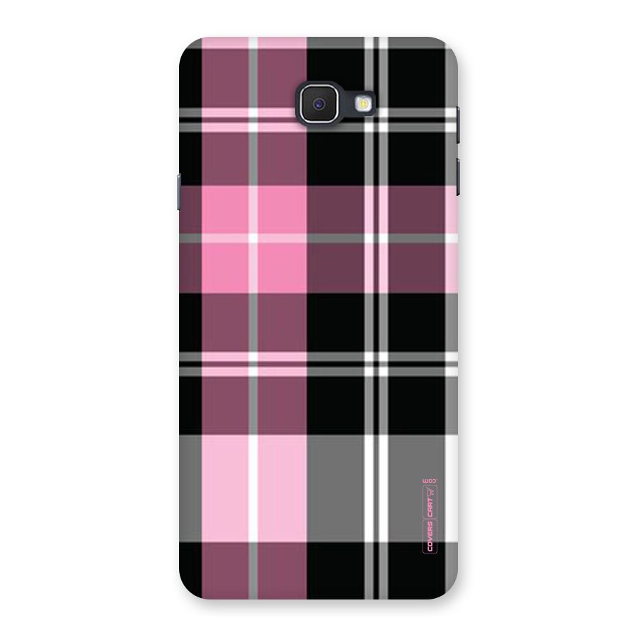 Pink Black Check Back Case for Galaxy On7 2016