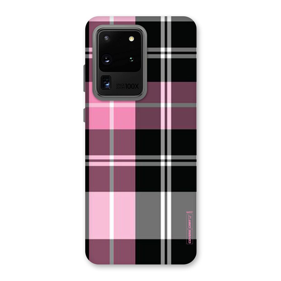 Pink Black Check Back Case for Galaxy S20 Ultra