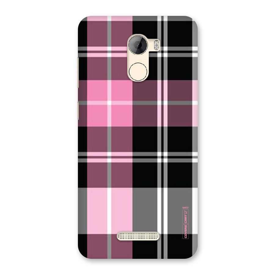 Pink Black Check Back Case for Gionee A1 LIte